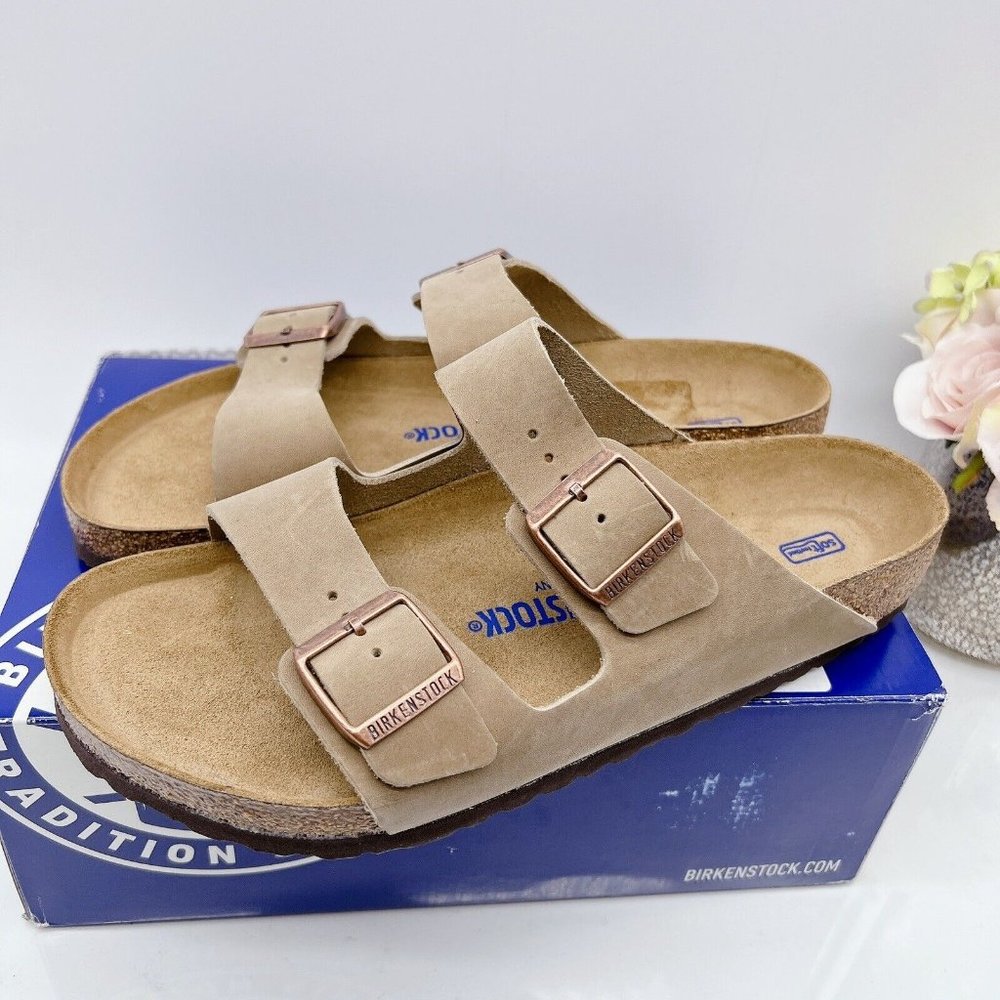 Birkenstock Soft Footbed Arizona Sandal Tabacco Leather EU 42 Mens US 9- 9.5 R - Picture 3 of 12